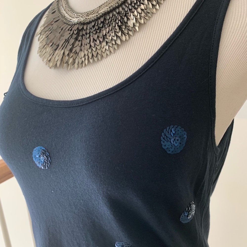 Banana Republic tank top sequin navy blue - Picture 2 of 4